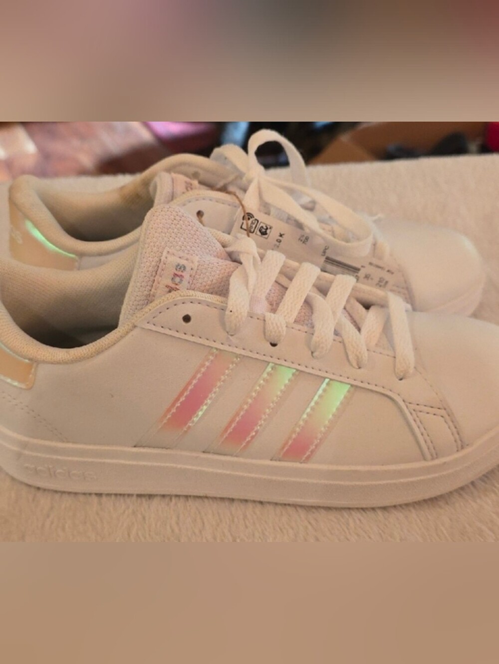 adidas Kids Grand Court 2.0 K White/Pink Tennis Shoes